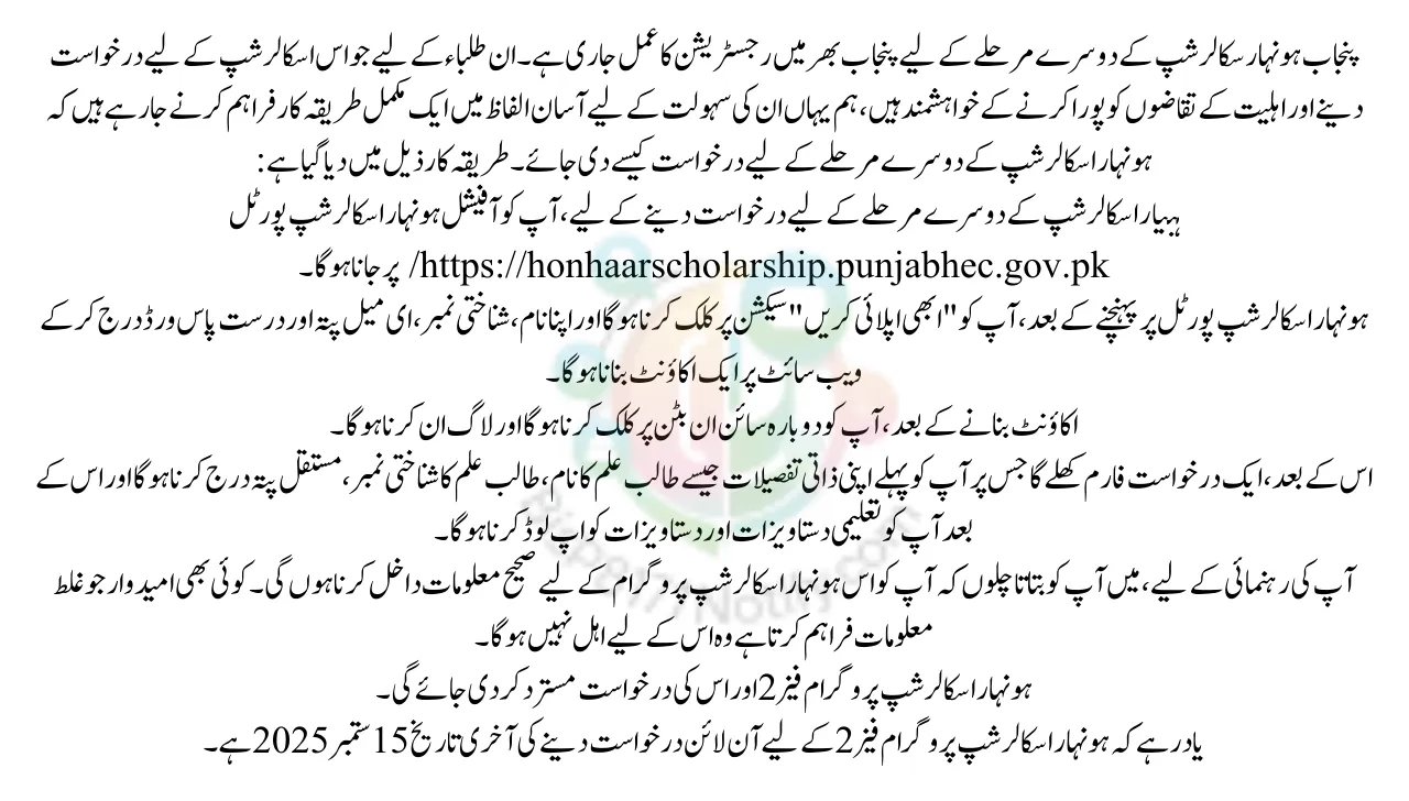 How to Apply Online for Second Phase of Honhaar Scholarship Program