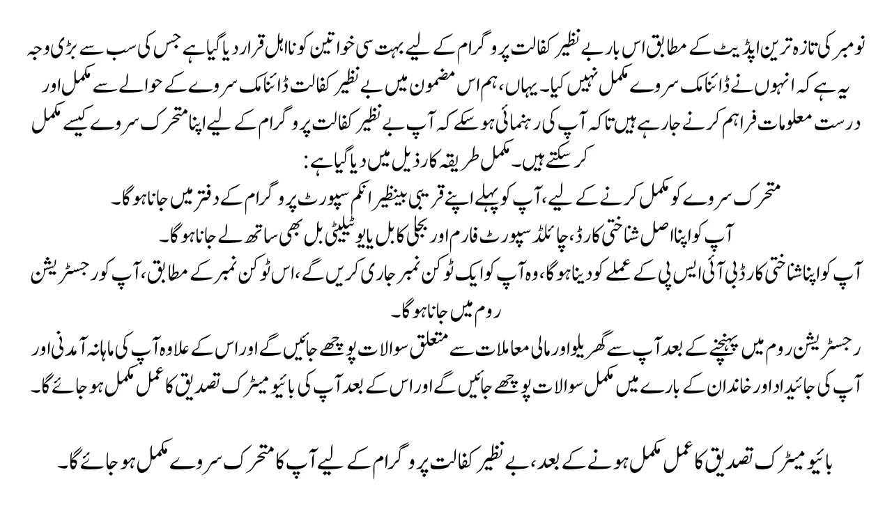 Step-by-Step Guide for Benazir Kafalat Program Dynamic Survey